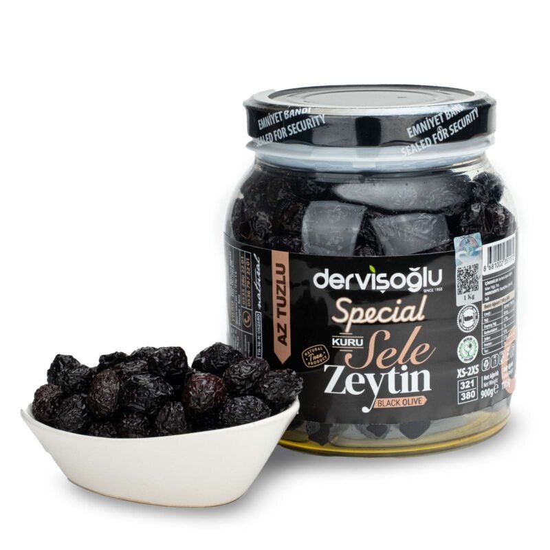 Dervişoğlu Special Kuru Sele Siyah Zeytin 900 gr - Doğal Gemlik Zeytini